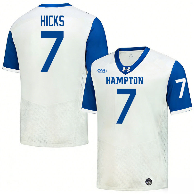 Hampton Pirates #7 Will Hicks College Football Jerseys,Uniforms-White